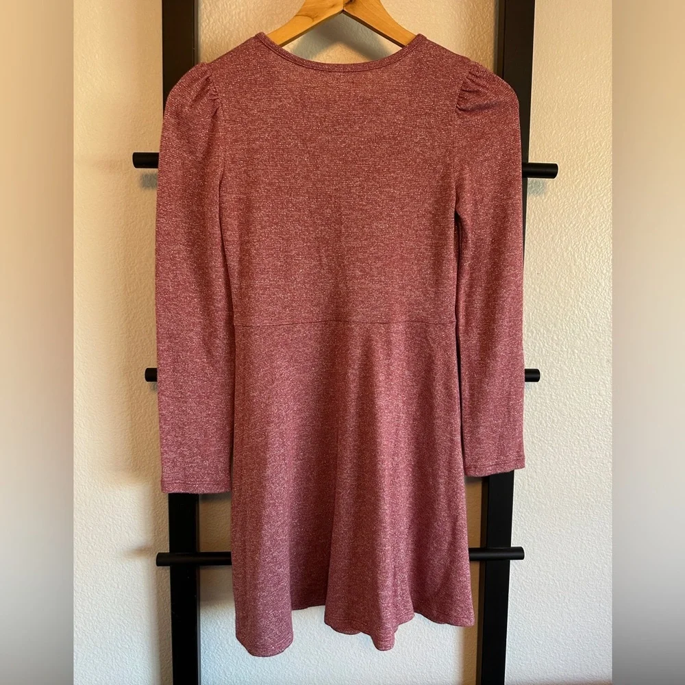 Maroon Glittery Long Sleeve Dress